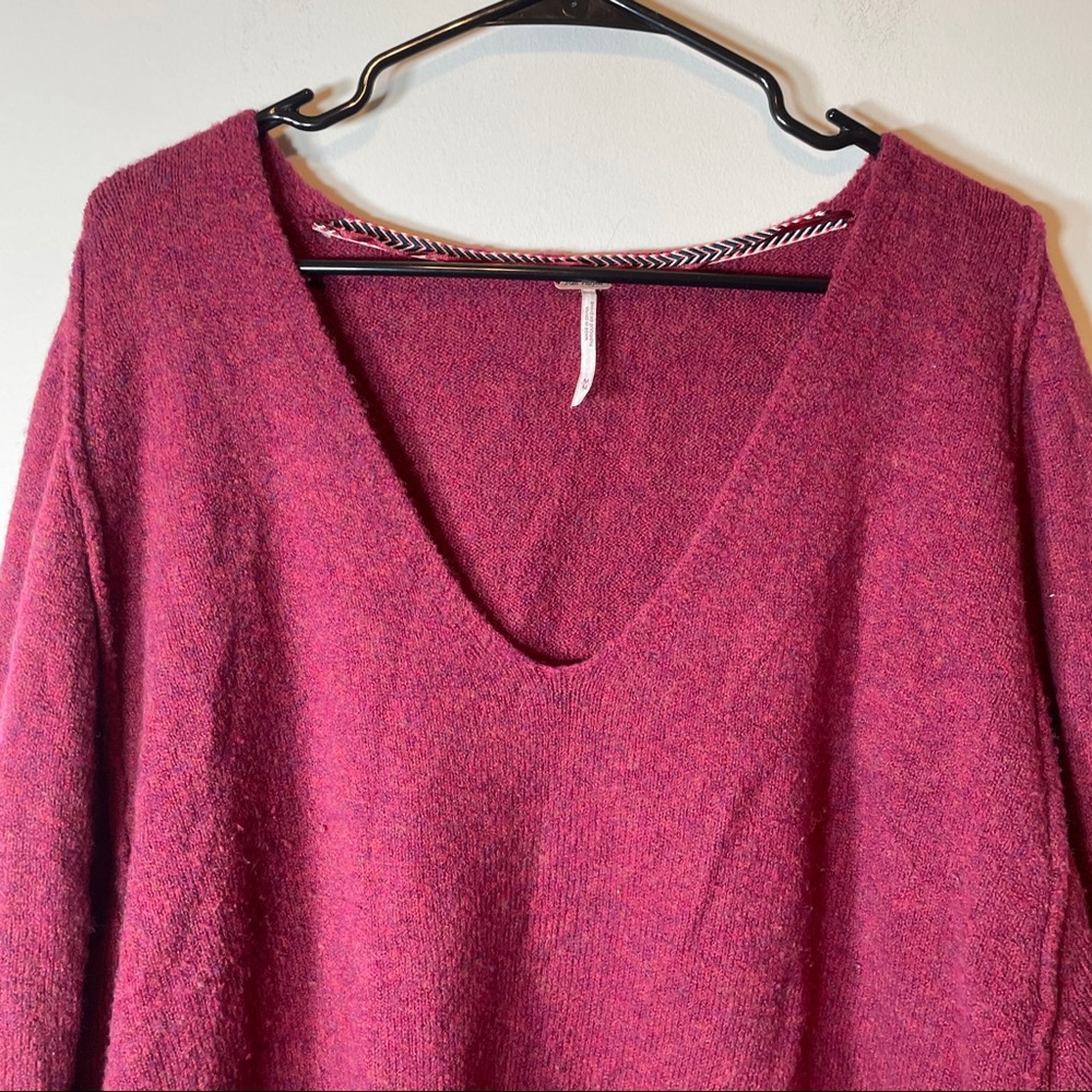 SOLD Free People Irresistible Fringe Burgundy Sweater Size M - Picture 4 of 14